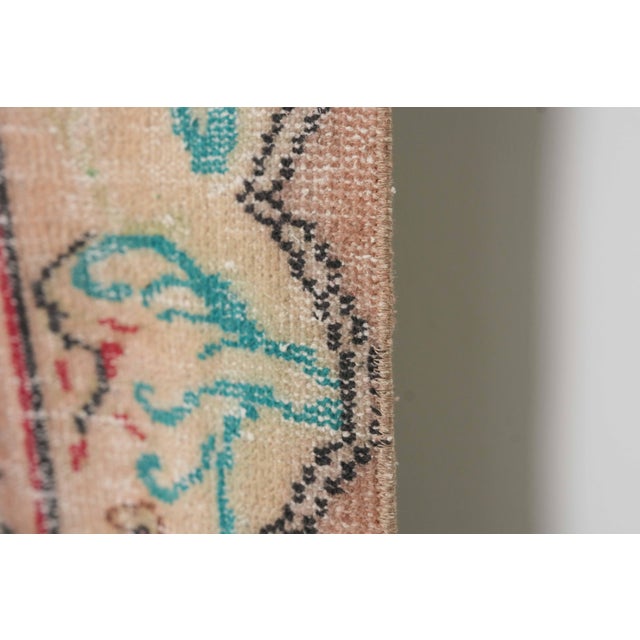 1970s Vintage Turkish Handmade Wool Cotton Pink Area Rug For Sale - Image 4 of 12