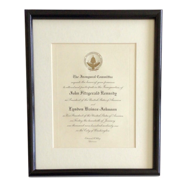 John F. Kennedy President and Lyndon B. Johnson Vice President of the United States Framed Invitation to the Inauguration For Sale