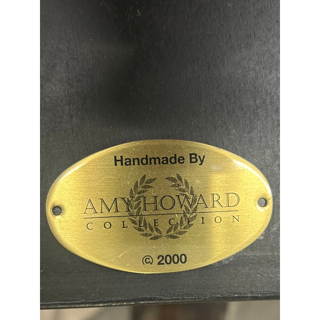 Wood Amy Howard End Tables Black W/ Hand Painted Detail For Sale - Image 7 of 10