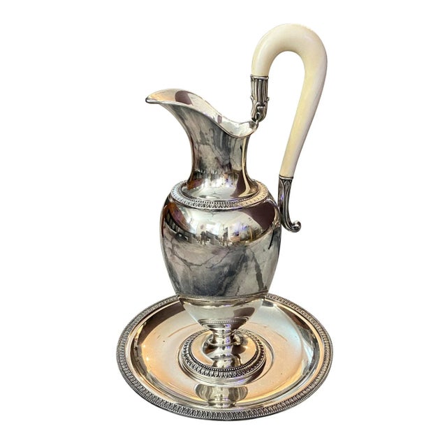 Late 19th Century Nineteenth Century Continental Silver Wine Ewer and Under Plate For Sale - Image 5 of 5