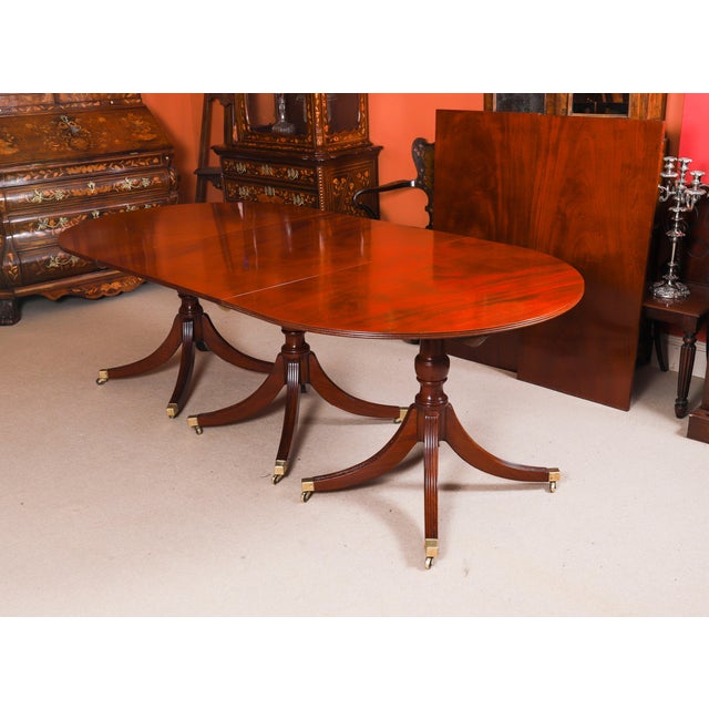 Antique Regency Triple Pillar Dining Table and Chairs, 1820s, Set of 11 For Sale - Image 6 of 18