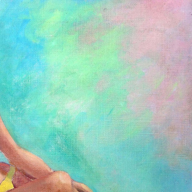 Basking in the Sun - Mid Century Modern Multicolor Female Figurative by Jon Blanchette For Sale - Image 4 of 5