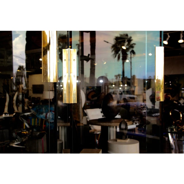 Pace Five-Panel Glass and Brass Hinge Room Divider or Screen For Sale - Image 9 of 13