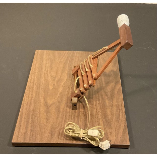 Brown Mid-Century Danish Teak Scissor Wall Lamp Light, Circa 60s For Sale - Image 8 of 12