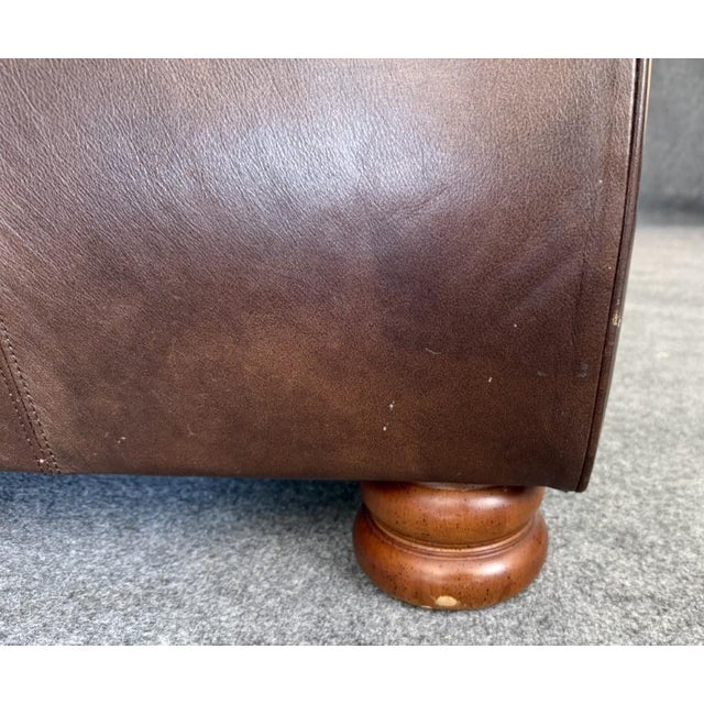 Thomasville Traditional Brown Leather Loveseat For Sale - Image 11 of 12