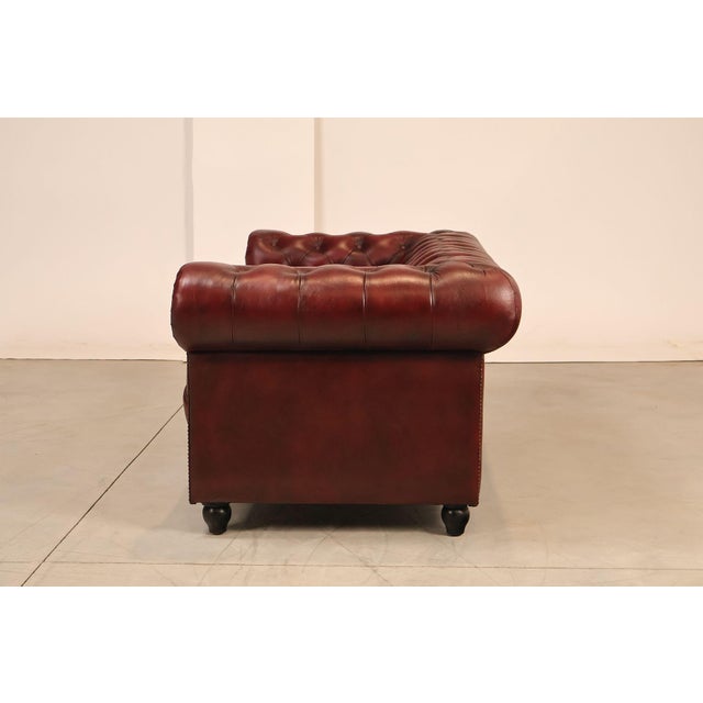 Chesterfield Style Oxford Red Leather Sofa For Sale - Image 13 of 17
