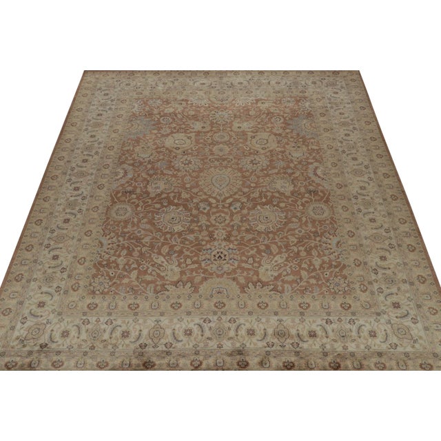 Traditional Rug & Kilim’s Persian Tabriz Style Rug in Rust, Brown and Blue Floral Pattern For Sale - Image 3 of 7