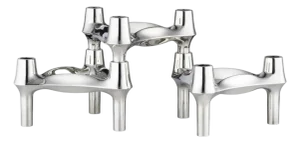Decorative BMF Candleholders in Chrome Finish by STOFF Nagel, Set of 3