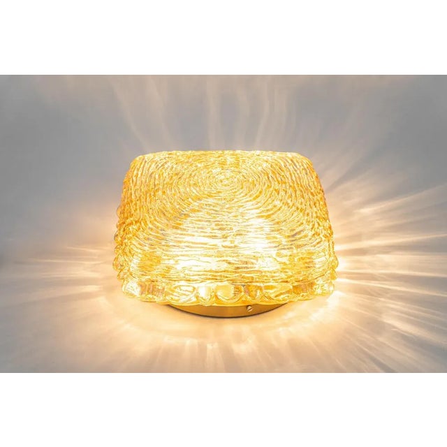 German Amber Glass Sconces in Thumbprint Shape, 1970s For Sale - Image 3 of 11