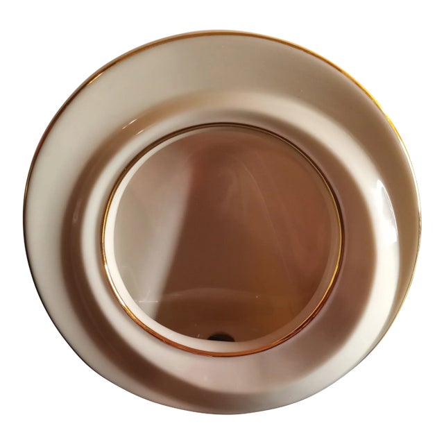 Lenox Beige Porcelain Gold Rimmed Round Photo Holder For Sale