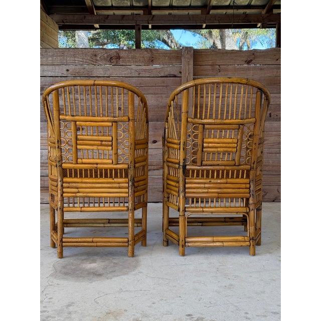 Brighton Pavilion Mid-20th Century Restored Brighton Pavilion–Style Rattan Cane Chairs-Pair For Sale - Image 4 of 12