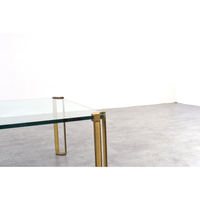 Hollywood Regency Brass and Glass Coffee Table by Peter Ghyczy, 1970s For Sale - Image 6 of 9
