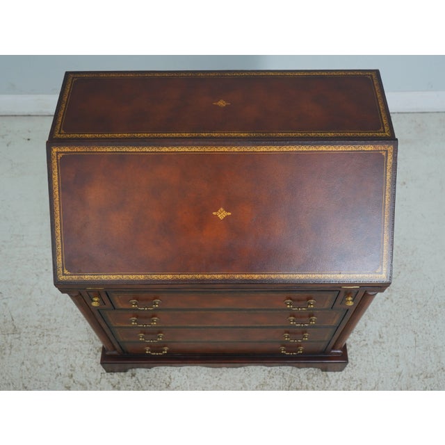 Maitland Smith Tooled Leather Slant Front Desk For Sale - Image 9 of 12