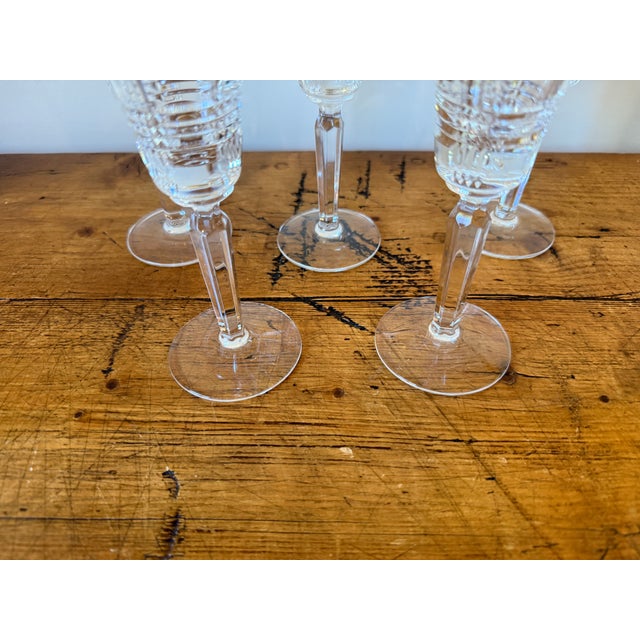 Ralph Lauren Late 20th Century Ralph Lauren Glen Plaid Crystal Champagne Flutes - Set of 5 For Sale - Image 4 of 7