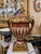 Burgundy French Style Porcelain Covered Vase With Gold Leaf Details & Gilt Bronze Mounts For Sale - Image 4 of 4