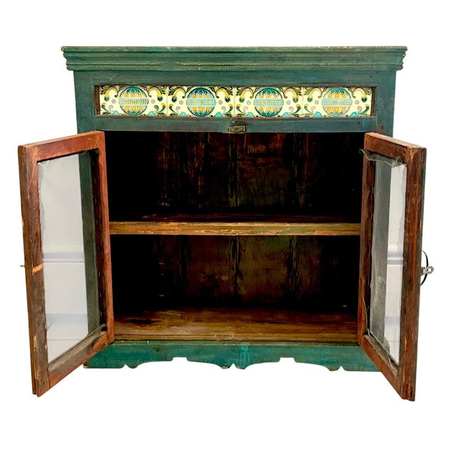 Antique Pie Cabinet With Arts & Crafts Tile and Original Hardware For Sale - Image 9 of 11