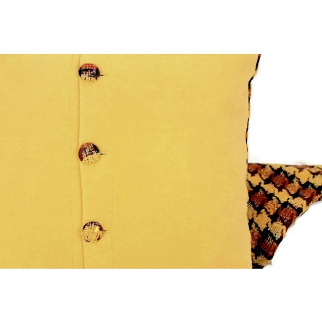 1960s Handwoven Plaid Wool & Alpaca Buttoned Pillow Cover With Tassel Fringe - a Pair For Sale - Image 9 of 13