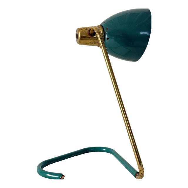 Green Metal Desk Lamp by Robert Caillat, 1950 For Sale
