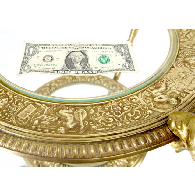 3 Tier Solid Cast Brass Glass Top Tri Legged Dragon Motive Stand For Sale - Image 14 of 14