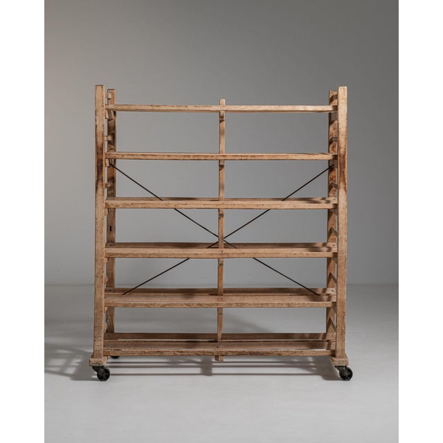 French Mid 20th Century France Red Wood Bookcase For Sale - Image 3 of 10