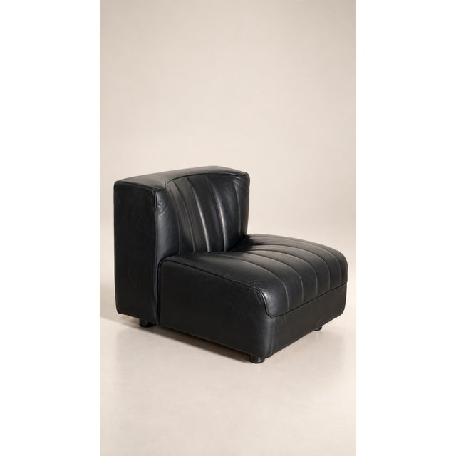 Black Leather 9000 Modular Sofa by Tito Agnoli for Mobilier International, 1975, Set of 2 For Sale - Image 13 of 18