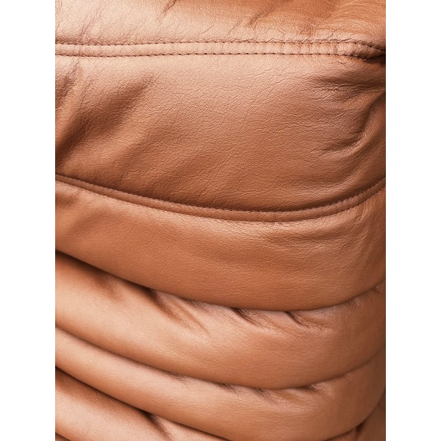Togo Lounge Chair in Dark Cognac Leather attributed to Michel Ducaroy for Ligne Roset, in Restored conditions. Designed...