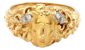 Carrera Y Carrera Medusa Diamond 18k Gold Face Ring, Size 6