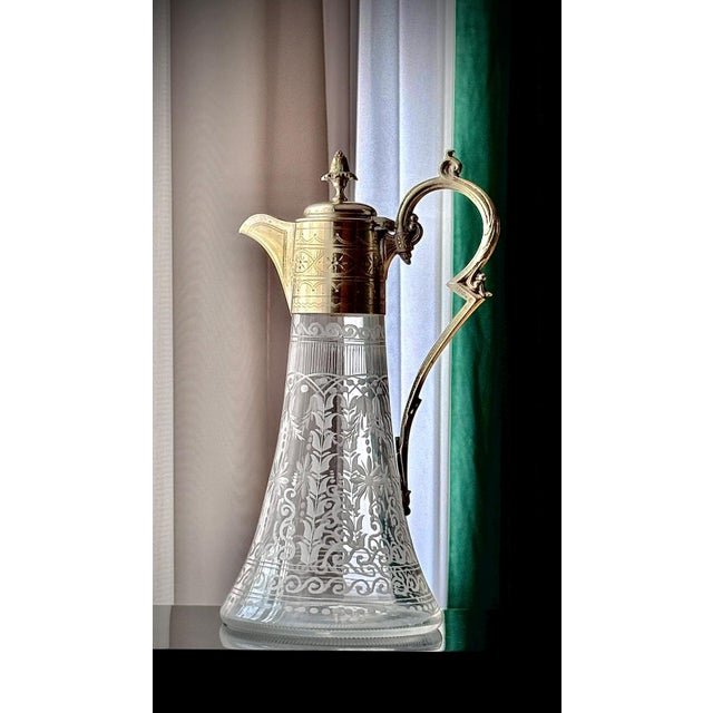 Victorian Silver-Plated and Etched Glass Claret Jug, 1800s For Sale - Image 17 of 18