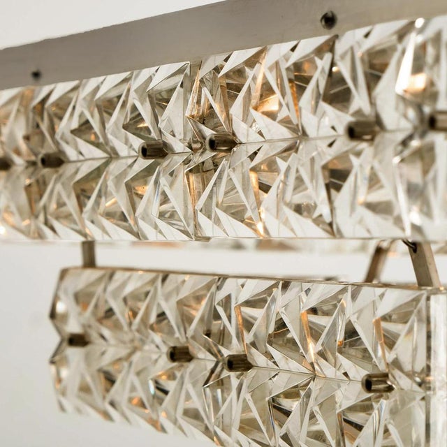 Rectangular Chrome and Crystal Pendant Light from Kinkeldey, 1970s For Sale - Image 4 of 18