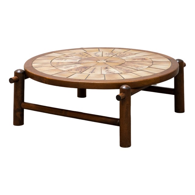 Round Ceramic Coffee Table, 1960s For Sale