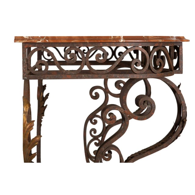 Vintage Wrought Iron and Red Marble Console Table, 20th Century For Sale - Image 12 of 12