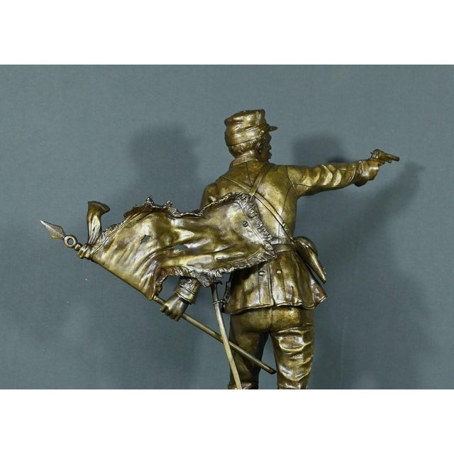 The Defense of the Flag in Bronze by C. Anfrie, Late 19th Century For Sale - Image 17 of 18