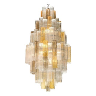1980s Murano "Tubi Tronchi" Glass Chandelier, Attributed to Toni Zuccheri for Venini For Sale