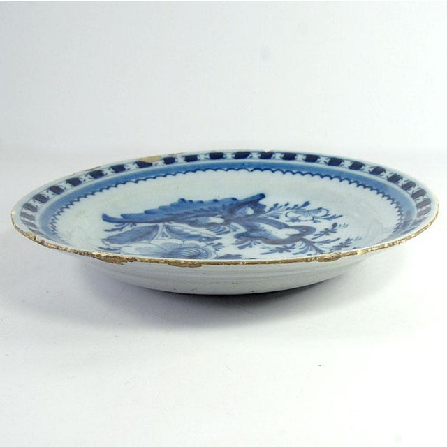 Large Dutch Delftware Blue and White Plate, 1700s For Sale - Image 5 of 10