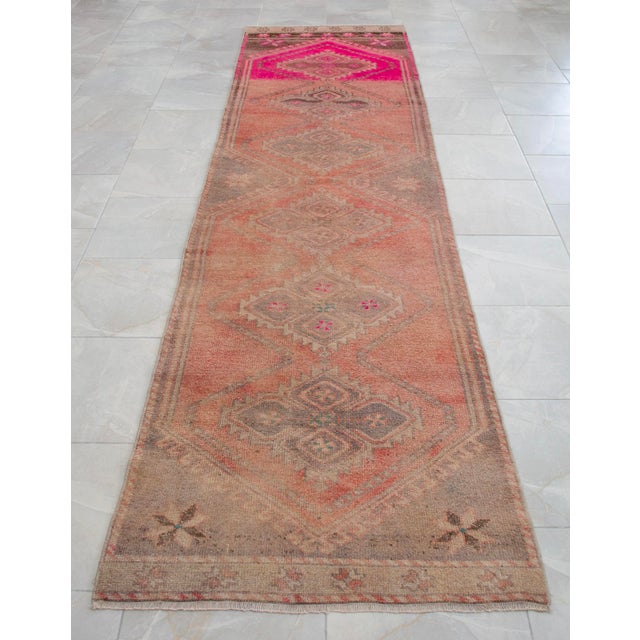Hand-Knotted Turkish Kurdish Runner Rug 3′ × 12′ For Sale - Image 4 of 13