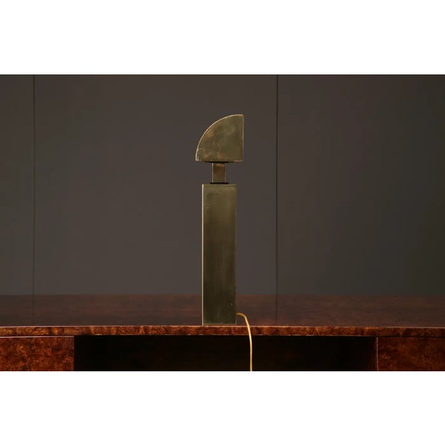Metal Karl Spinger 'Sculpture' Brass Table Lamp, C 1980, Signed For Sale - Image 7 of 18