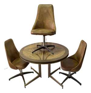Vintage Douglas Furniture Company Formica Dining Table & 3 Steel/Vinyl Chairs