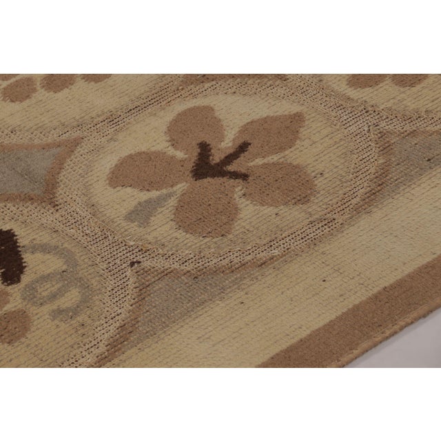 Traditional Antique Scandinavian Rya Rug With Beige-Brown Floral Medallions - Rug & Kilim For Sale - Image 3 of 8