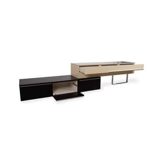 Cream and Black Wood and Chrome Sideboard from Misura Emme For Sale - Image 4 of 16