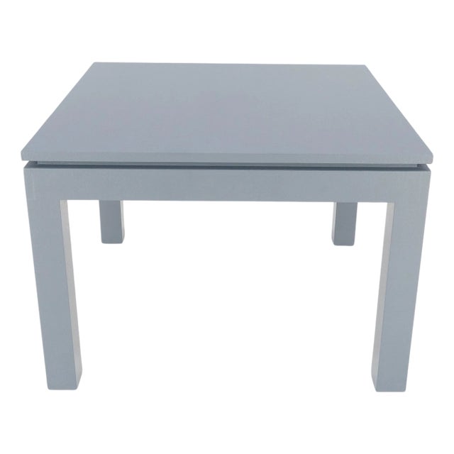 Square Parsons Style Cloth Wrapped Grey Lacquer c1970s Center Occasional Table For Sale
