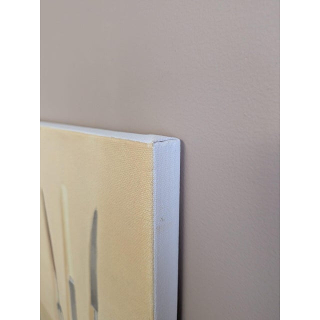 2026 Contemporary 'Knives and Forks No.6' Minimalist Still Life Oil Painting by British Artist Brendan Lancaster, Unframed For Sale - Image 6 of 7