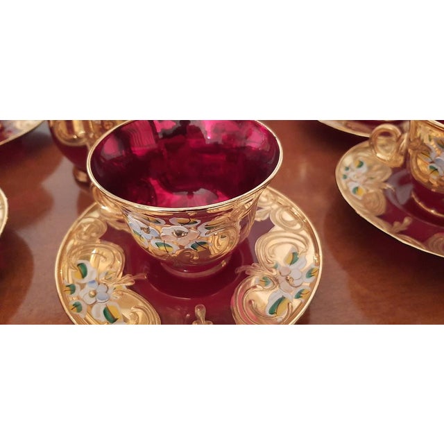 Murano Glass Tre Fuochi 24 K Gold Coffee Set, 1965, Set of 15 For Sale - Image 16 of 18