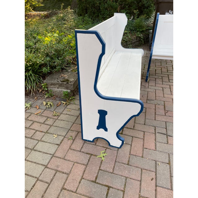 Vintage Painted Wooden Booth Benches, a Pair For Sale - Image 4 of 8