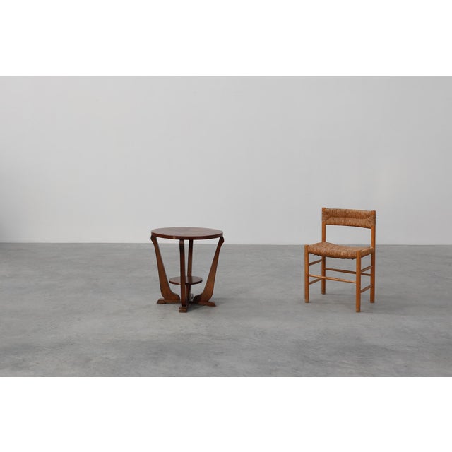 Art Deco Oak Side Table with Sculptural Base and Geometric Top, 1920 For Sale - Image 3 of 11