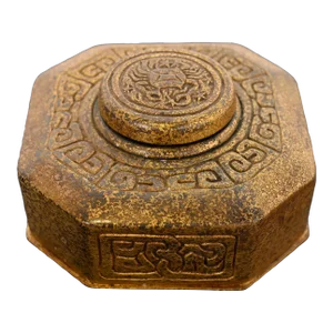 Tiffany Studios New York Zodiac Bronze Doré Inkwell