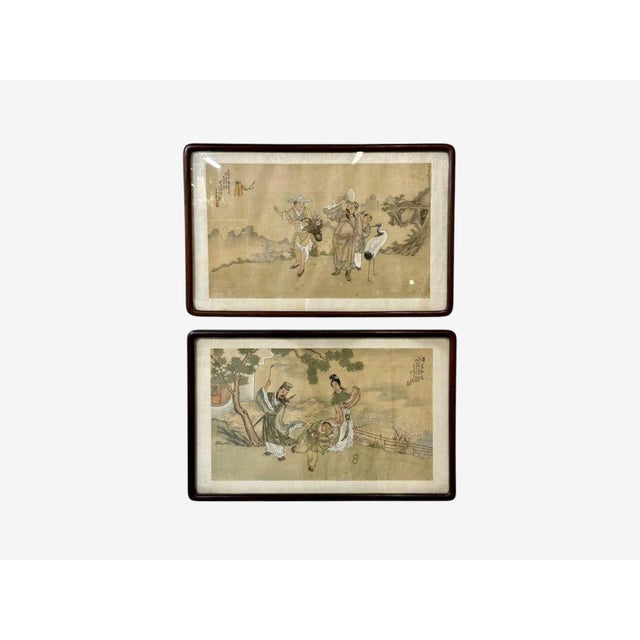 Chinese Export, Hand-Painted Figural Scenes, Rosewood Frames, China, 19th C. For Sale In New York - Image 6 of 18