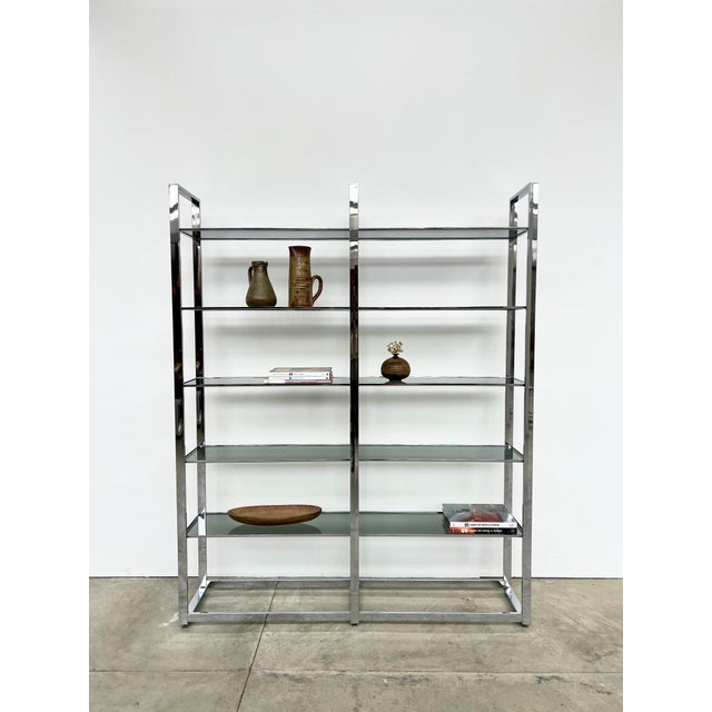 1970s Italian Chrome and Smoked Glass Bookcase, 1970s For Sale - Image 5 of 16