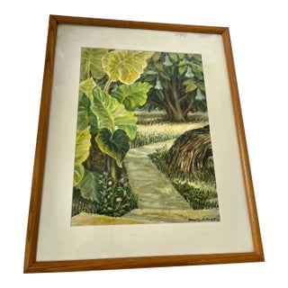 1991 "Olin's Path" Dorothy Dickensen Corbit Watercolor Painting, Framed For Sale