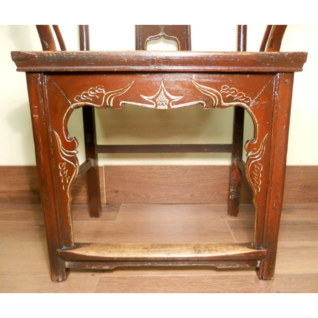 Chinese Circa 1800-1849 Antique Chinese High Back Arm Chairs- a Pair For Sale - Image 3 of 12
