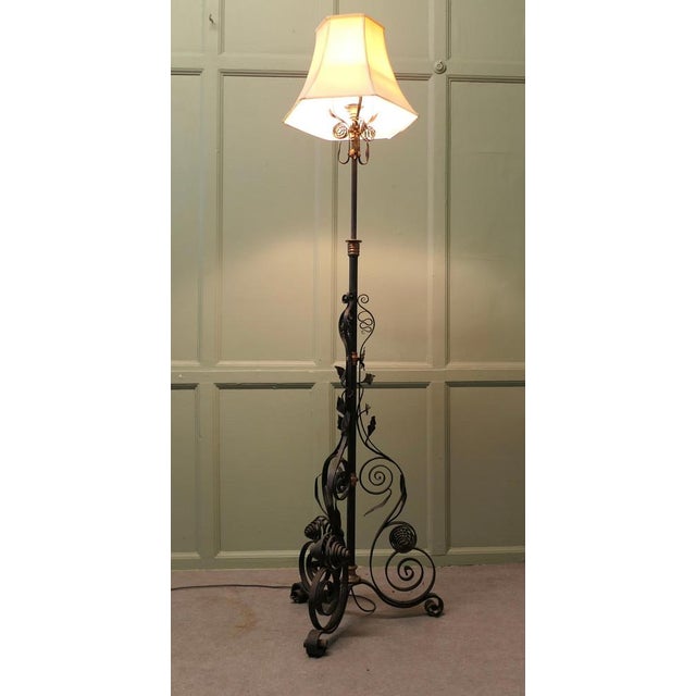 Decorative Wrought Iron Telescopic Floor Lamp, 1900 For Sale - Image 4 of 7
